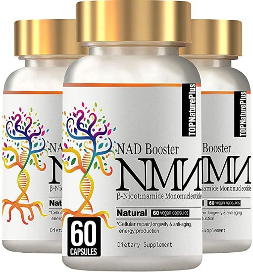 3PACK NMN Stabilized Form Supplement, Nicotinamide Mononucleotide Capsules for Supports Anti-Aging, Longevity and Energy, Naturally Boost NAD+ Levels - 60 Capsules