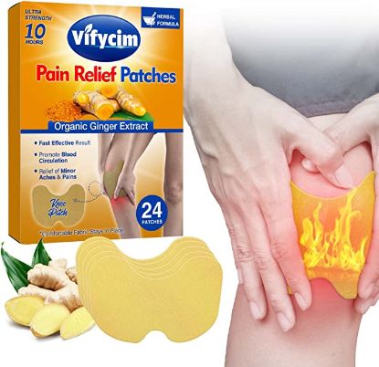 Knee Pain Relief Patches, 24 PCS Warming Knee Plaster with Organic Ginger Extract, Deep Relieve Discomfort from Arthritis, Neck and Shoulder Muscle, Fast Acting